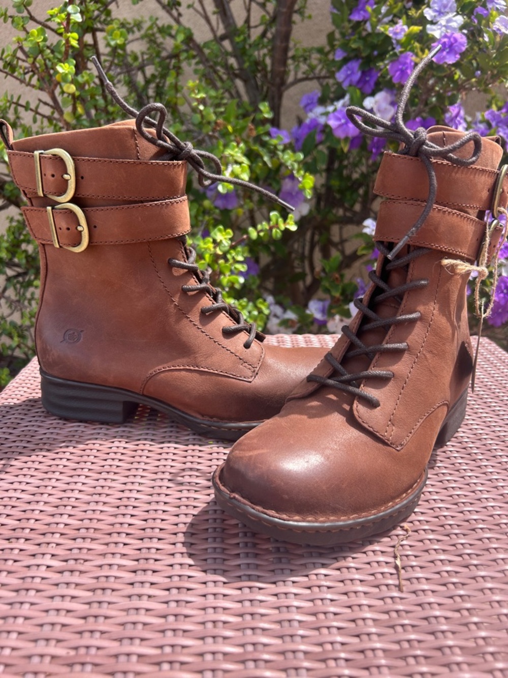 Born Women's Brown Lace-Up Buckle Ankle Boots NWT